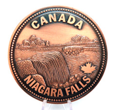 Vintage Round Copper Tone Canada Niagara Falls Metal Belt Buckle