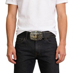 GRAERRY Western Cowboy L – Fit Waist Size 38&Prime;-41&Prime;, Bronze Bull/Brown Belt