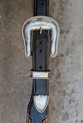 Vogt Mexico Sterling front 14K gold fill 3 pc Buckle Set Silver Creek belt 34