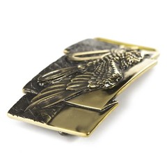 Sculptural handmade belt buckle « Free bird », Solid brass buckle Hawk buckle