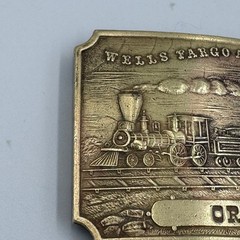 Vintage Wells Fargo and Company Oregon Steam Locomotive Train Belt Buckle Brass