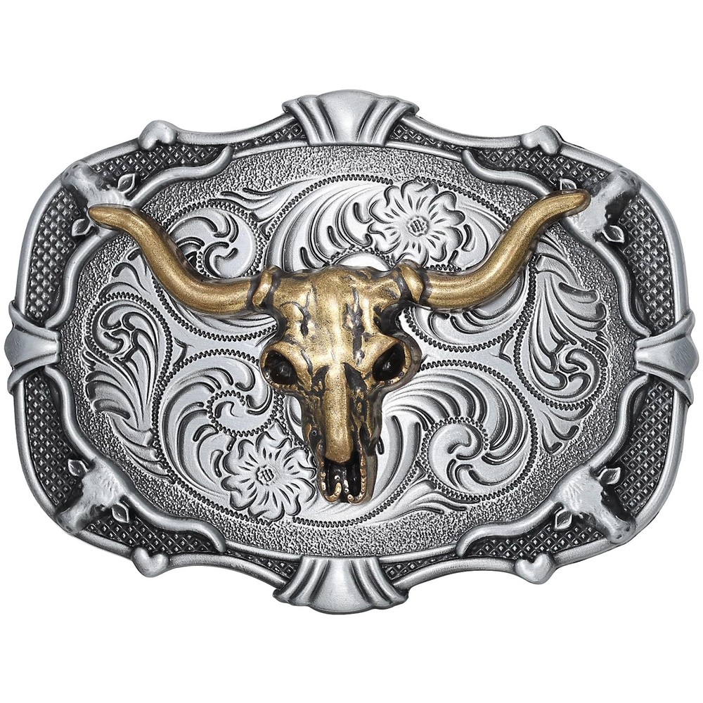 LALATCH Western Cowboy Belt Buckle for Men Vintage Medium, Bronze Bull