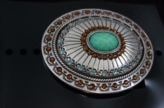 Nocona BLAZIN ROXX SILVER PLATED TOPAZ AND OPAL BELT BUCKLE 37975