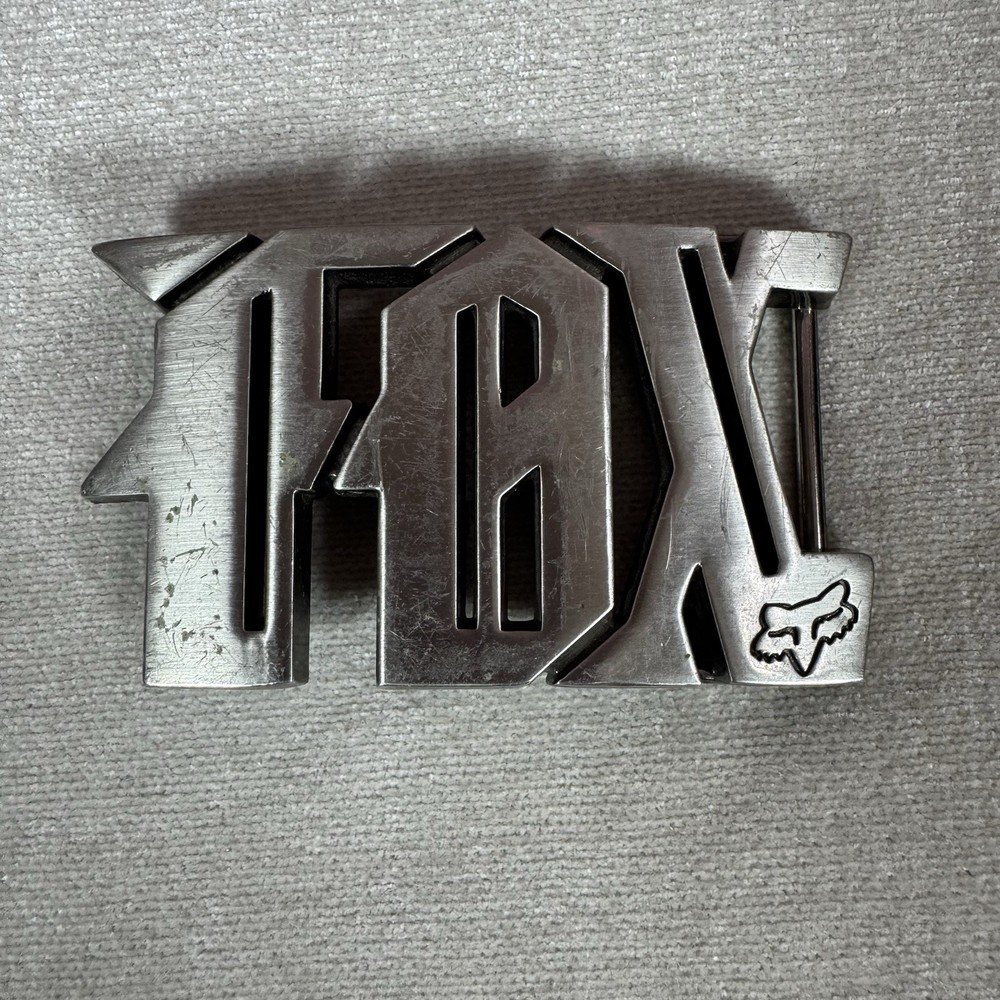 Fox Racing Belt Buckle Metal Silver Logo Motocross BMX MTB Skate Y2K Style