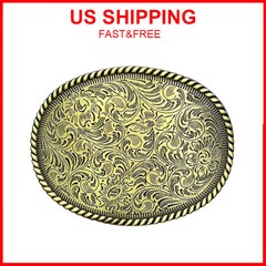Gold Belt Engraved Oval Antique Copper Finish Western Cowboy Belt Buckle US