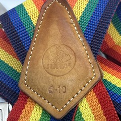 Vintage Jural Rainbow Suspenders S-10 Japan 70s 80s Pride Retro Workwear Tan