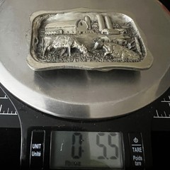 Vintage 1983 Bergamot Brass Works Cow Barn Farm Belt Buckle Pewter Size Farmcore