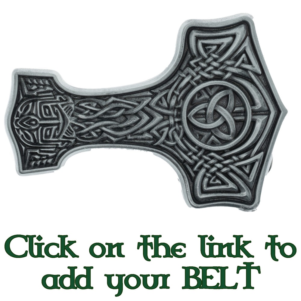 Thors Hammer Belt Buckle Mjolnir Viking Odin Celtic Knotwork Pagan