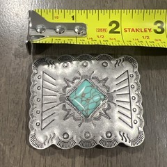 Southwestern Style Turquoise Concho Belt Buckle Western Boho Silver