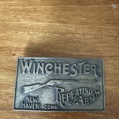 Vintage Brass Belt Buckle WINCHESTER REPEATING ARMS,Gun,Rifle,Shotgun,Hunting