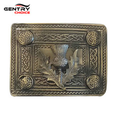 Thistle Knot Chrome Kilt Belt Buckle Antiqued Scottish Kilt Accessories
