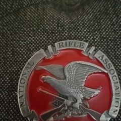 Vintage National Rifle Association Of America Eagle Red Belt Buckle U.S.A