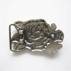 Vintage Silver Plated 3D Sculpt Western Rose Flower Belt Buckle