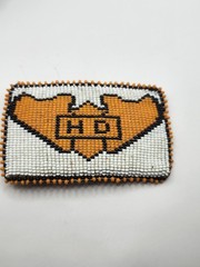 Harley Davidson Beaded Belt Buckle Mens Orange White Leather Western HD Logo