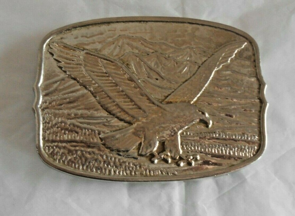 Eagle 1 7/8&Prime; Belt Buckle Silvertone #150817 on Back