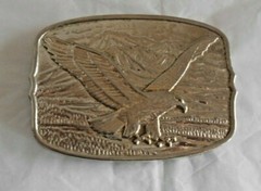 Eagle 1 7/8&Prime; Belt Buckle Silvertone #150817 on Back