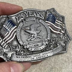 Used 125 Years National Rifle Association of America 1871-1996 Alloy Belt Buckle
