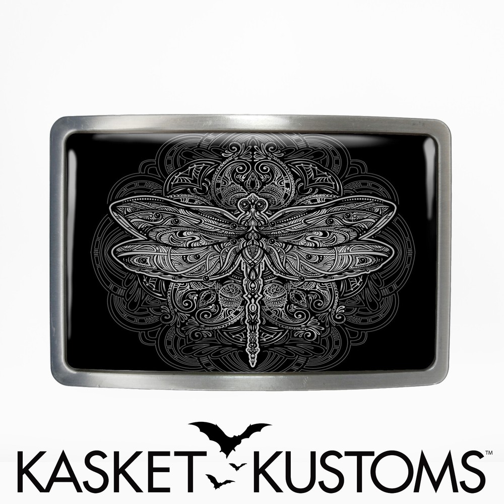 Dragonfly Belt Buckle – Ornate Art Nouveau Esoteric Mandala Belt Buckle – 32-2