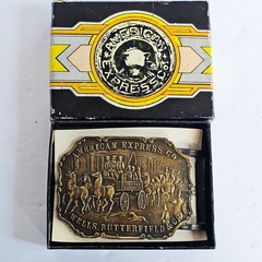 Vintage American Express Co Wells Butterfield Stagecoach Belt Buckle Synek NYC