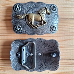 Horse stars western country metal & bronze belt buckle