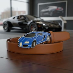 NEW Men Women Fashion Silver Metal Belt Buckle Blue Racing Luxury Car Day Wear