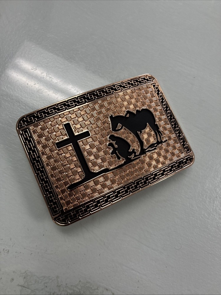 Top Notch Accessories Rose Gold Praying Cowboy Design Western Belt Buckle Used