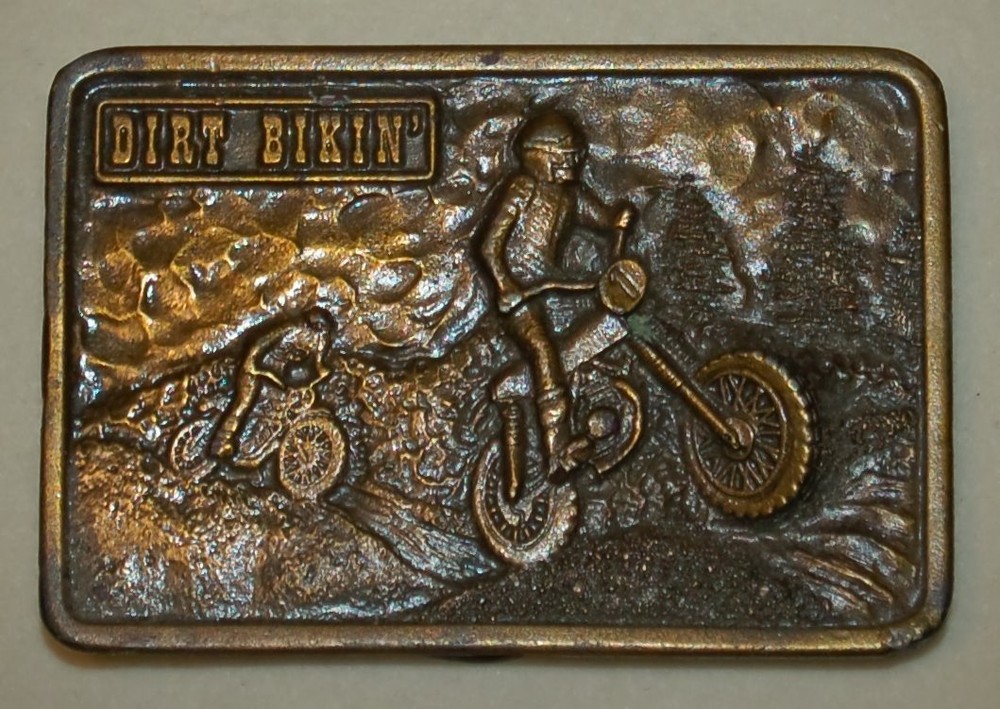 VINTAGE Belt Buckle Dirt Bikin&rsquo; Bergamot Brass 1976 Made in USA