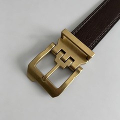 Premium Solid Brass Belt Buckle for Men, Antique Single Prong Replacement Buckle