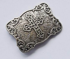 Cross Western Cowboy Belt Buckle for Men & Women Floral Vintage Style Rodeo Wear