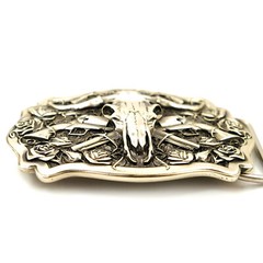 German silver belt buckle American Bison Buffalo Skull, Longhorn Cattle buckle