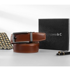 Founders & C Men&rsquo;s Leather 28&Prime;-42&Prime; Waist Adjustable, Burnt Umbe/Cognac