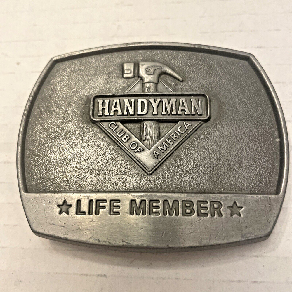 Vintage Belt Buckle Handyman Club Of America Life Member 1996 Silver Tone