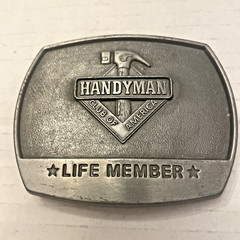 Vintage Belt Buckle Handyman Club Of America Life Member 1996 Silver Tone