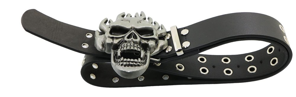 NORICAP Men And Women Metal Skull Head Leather Buckle Belt Waist Medium, K4b
