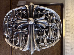 Gothic Cross Belt Buckle Silver Tone Ornate Oval Biker 3.9oz【BBKRO】