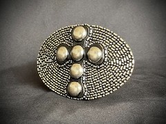 Cross Belt Buckle Darren McNeese Archive 4.5” x 3” Handmade Textured Metal