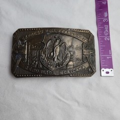 Vintage Express Wells Fargo Mexico Belt Buckle Rectangle 4in By 2.25in Travel