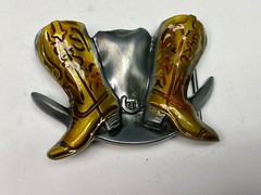 Boots And Hat – Country Western Cowboy Cowgirl Cut Out Vintage Belt Buckle