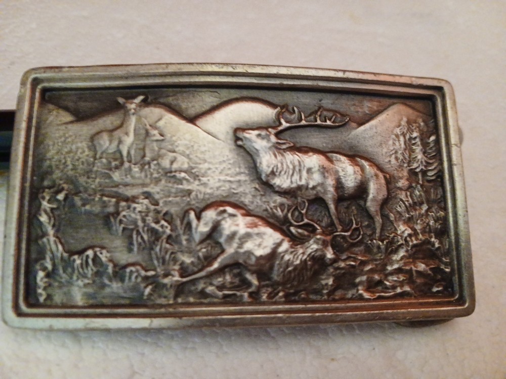 1977 Vintage Bergamot Brass works belt Buckle with a deer
