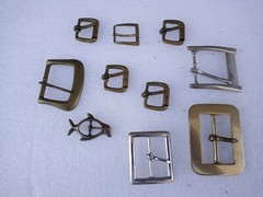 SET OF 12 ASSORTED SOLID BRASS AND CHROME BELT BUCKLES NEW VARIOUS SHAPES & SIZE
