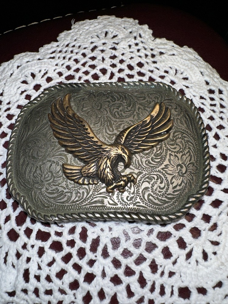 Eagle Belt Buckle Silver Tone Heavy Detailed Men&rsquo;s