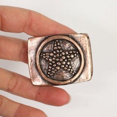Rectangular Belt Buckle With Star Antique Copper Western Retro Metal