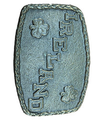 Vtg 1970s IRELAND Lucky Clover Belt Buckle Textured Shamrocks