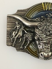 Cowboy Belt Buckle Texas Bull and Horses Western Belt Buckles