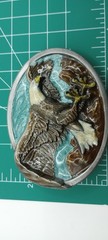 Vtg. Bald Eagle Belt Buckle 1984 Bergamot Brass Works W146 Colorful Laquer USA