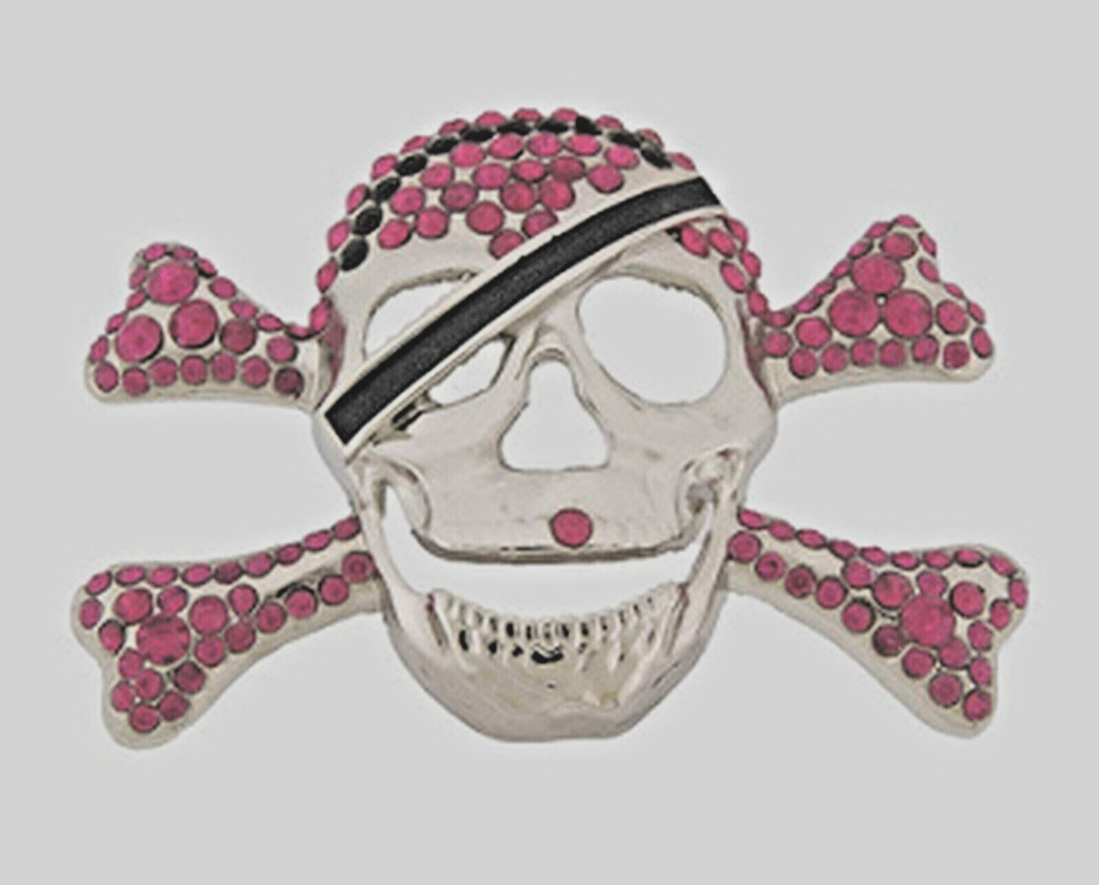 Skull Belt Buckles Crossbones Bandana Halloween Pirate Costume Bling Hot Pink