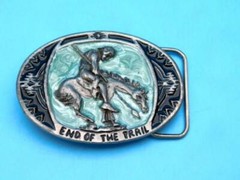End Of The Trail Western Native American Belt Buckle Vintage