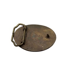 Vintage Wesco Texas State Embossed Solid Brass Oval Belt Buckle Western Patina