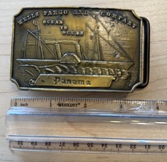 Vintage Antique Tiffany Solid Brass Relief Cowboy Fancy Belt Buckle