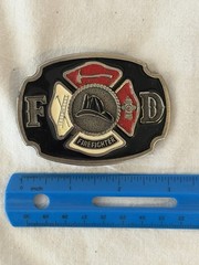 Vintage Buckle Bakery Fire Fighter Enamel Belt Color Buckle 1670 USA Fireman